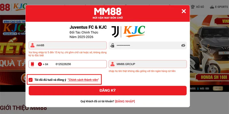 MM88 🌟 Cá Cược Cùng MM 88 Đăng Ký Thưởng +88K ✔️ 19 Chọn đủ đuổi và đồng ý chính sách thành viên MM88