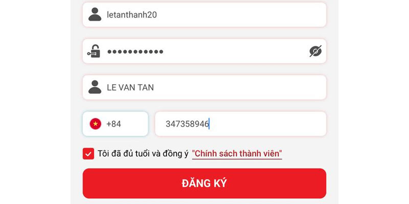 Bấm chọn vào điều khoản MM88